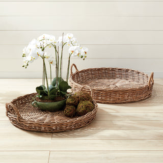 NORMANDY EXTRA LARGE LOW ROUND BASKETS, SET OF 2