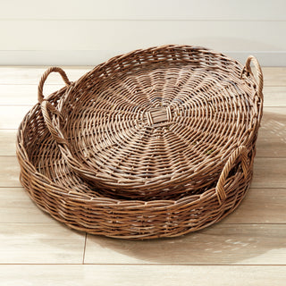 NORMANDY EXTRA LARGE LOW ROUND BASKETS, SET OF 2