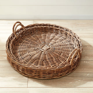 NORMANDY EXTRA LARGE LOW ROUND BASKETS, SET OF 2