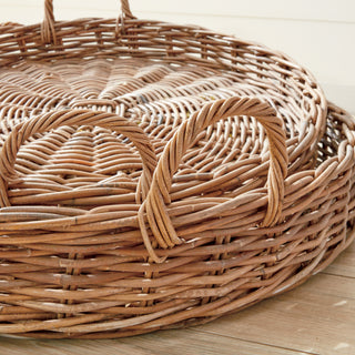 NORMANDY EXTRA LARGE LOW ROUND BASKETS, SET OF 2