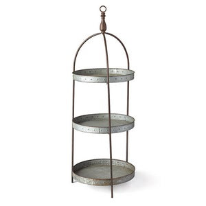 GALVANIZED ROUND 3-TIER DISPLAY STAND