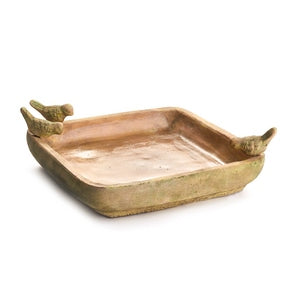 WEATHERED GARDEN SQUARE BIRD TRAY