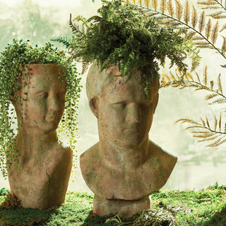 WEATHERED GARDEN MALE BUST PLANTER