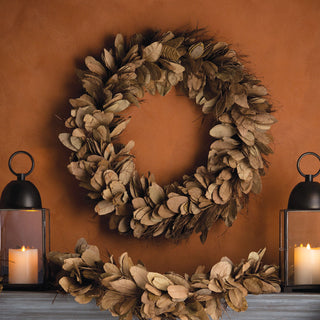 PEAR TREE LEAVES & THATCH WREATH 24"