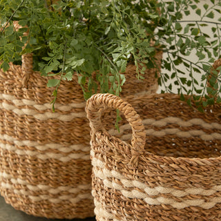 SEAGRASS & JUTE ROUND BASKETS, SET OF 3