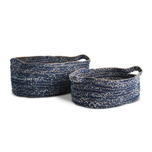 DENIM OVAL BASKETS, SET OF 2