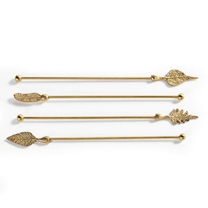 LEAF SWIZZLE STICKS, SET OF 4