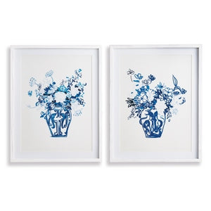 MATCHED PAIR FLORAL PRINTS, SET OF 2