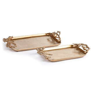 POMEGRANATE BRANCH DECORATIVE TRAYS, SET OF 2