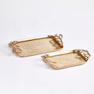 POMEGRANATE BRANCH DECORATIVE TRAYS, SET OF 2