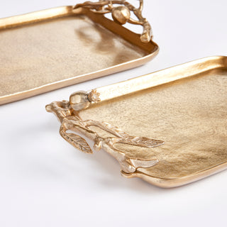 POMEGRANATE BRANCH DECORATIVE TRAYS, SET OF 2