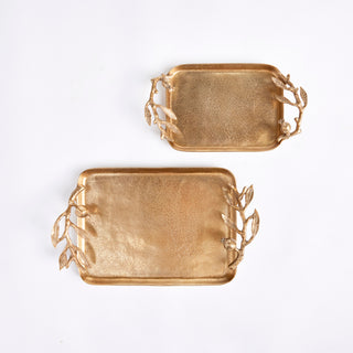 POMEGRANATE BRANCH DECORATIVE TRAYS, SET OF 2