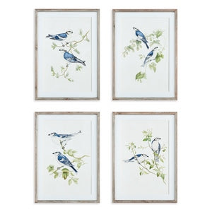 BLUE BIRDS PRINTS, SET OF 4