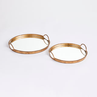 BRAIDEN DECORATIVE MIRRORED TRAYS, SET OF 2