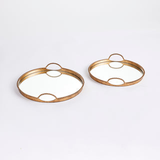 BRAIDEN DECORATIVE MIRRORED TRAYS, SET OF 2