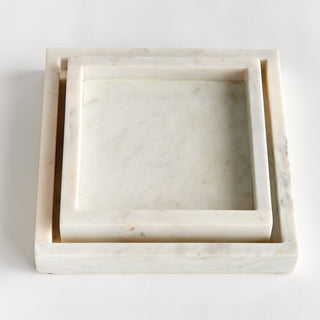 AMANI SQUARE MARBLE TRAYS SMALL, SET OF 2