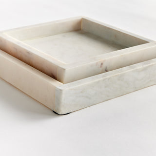 AMANI SQUARE MARBLE TRAYS SMALL, SET OF 2