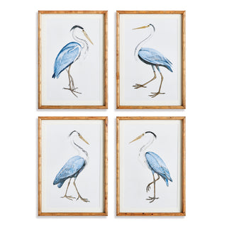 ELEGANT BLUE HERON PRINTS, SET OF 4