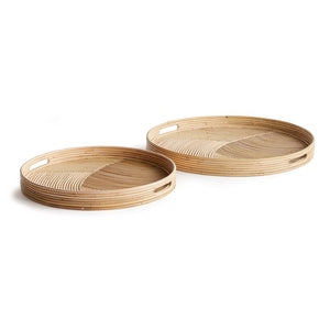 JELANI CANE ROUND TRAYS, SET OF 2