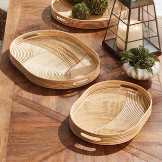 JELANI CANE OVAL TRAYS, SET OF 2