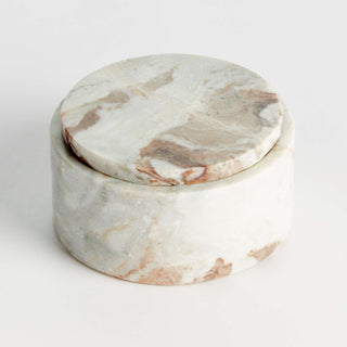 JAQUELINE MARBLE ROUND LIDDED BOX WIDE
