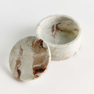 JAQUELINE MARBLE ROUND LIDDED BOX WIDE