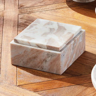 JAQUELINE MARBLE SQUARE LIDDED BOX WIDE