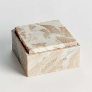 JAQUELINE MARBLE SQUARE LIDDED BOX WIDE