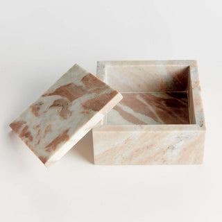 JAQUELINE MARBLE SQUARE LIDDED BOX WIDE