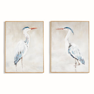 HERON PAIR HAND-EMBELLISHED GICLEES, SET OF 2