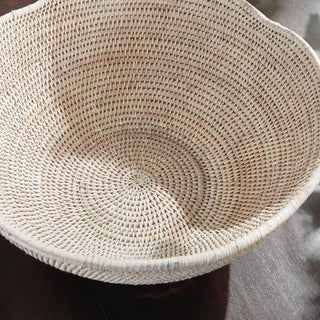 BURMA RATTAN SCALLOPED EDGE BOWL LARGE