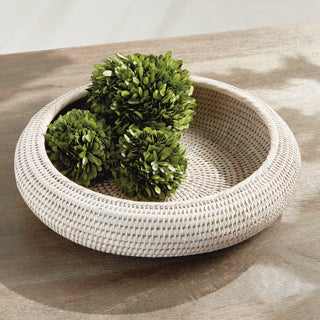 BURMA RATTAN SHALLOW DISPLAY BOWLS, SET OF 2