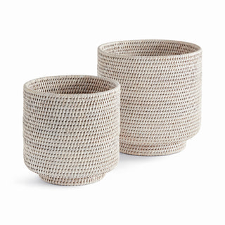 BURMA RATTAN CACHEPOTS LARGE, SET OF 2