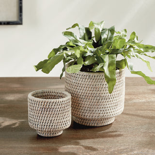 BURMA RATTAN CACHEPOTS SMALL, SET OF 2