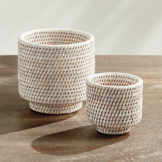 BURMA RATTAN CACHEPOTS SMALL, SET OF 2