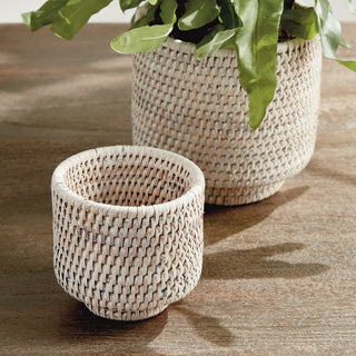 BURMA RATTAN CACHEPOTS SMALL, SET OF 2