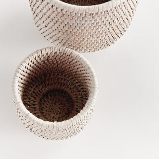 BURMA RATTAN CACHEPOTS SMALL, SET OF 2