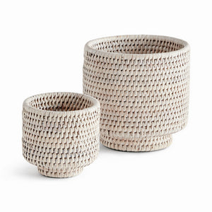 BURMA RATTAN CACHEPOTS SMALL, SET OF 2