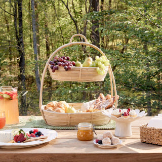 CANE RATTAN TIERED SERVING CADDY