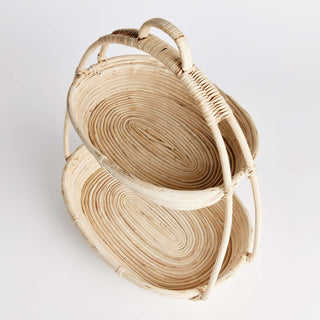 CANE RATTAN TIERED SERVING CADDY