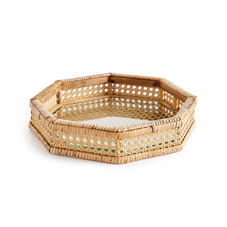 WOVEN CANE OCTAGONAL TRAY