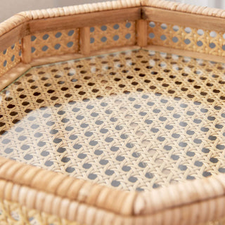 WOVEN CANE OCTAGONAL TRAY
