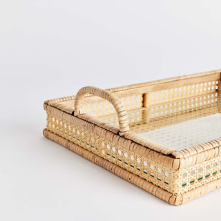 WOVEN CANE RECTANGULAR TRAY