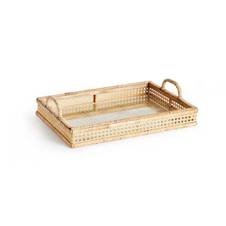 WOVEN CANE RECTANGULAR TRAY