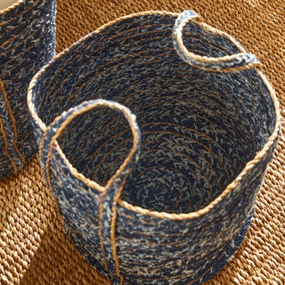 DENIM ROUND BASKETS, SET OF 3