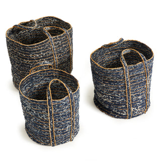 DENIM ROUND BASKETS, SET OF 3