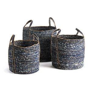 DENIM ROUND BASKETS, SET OF 3