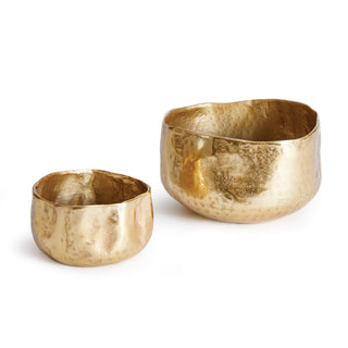 Gold Amelia Cachepots, Set of 2