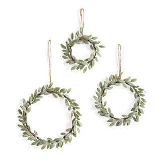 LAMBS EAR WREATH ORNAMENTS, SET OF 3