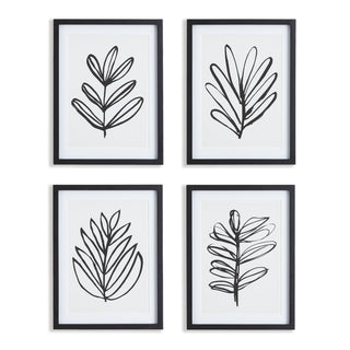 SKETCHED LEAF PRINTS, SET OF 4